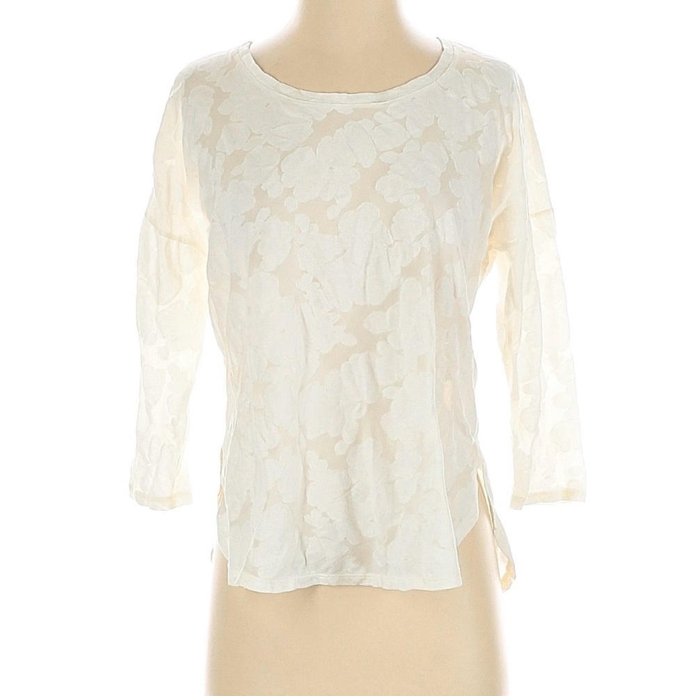 Babaton Cream Floral-Textured Long Sleeve Blouse - color: cream or ivory